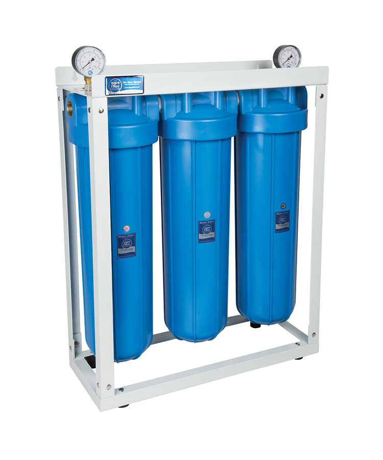 Aquafilter 20" Three-Stage Big Blue Filtration System with Metal Platform