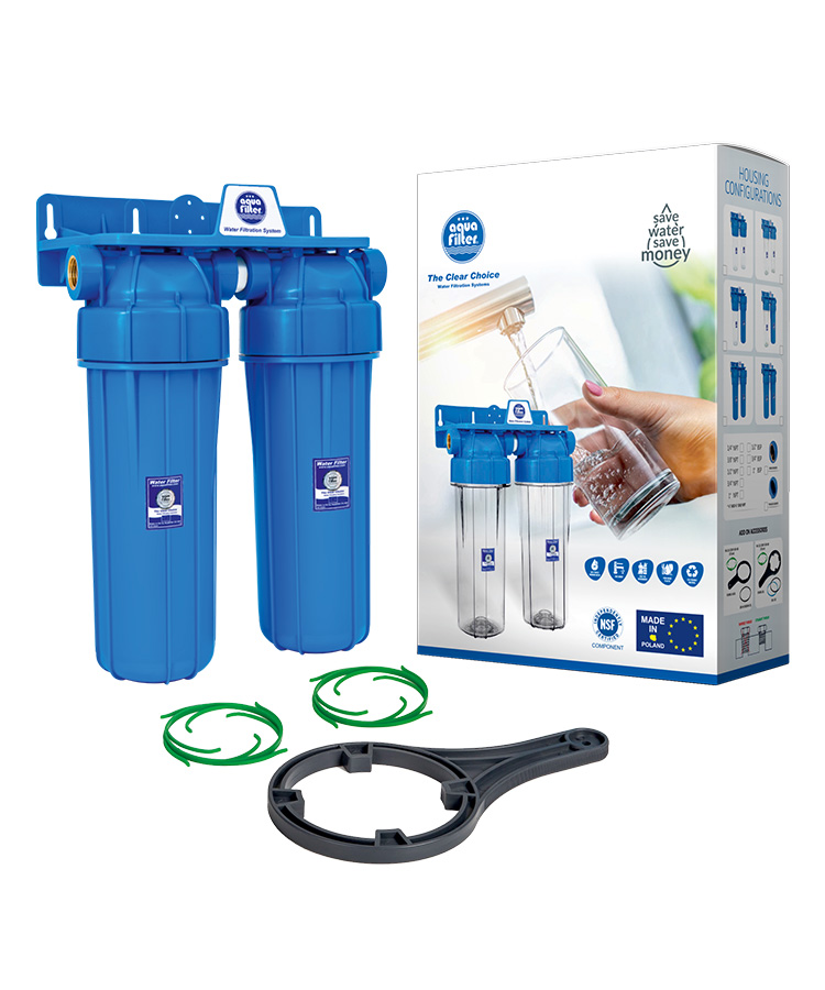 Aquafilter 10" Twin Stage Water Filter Housing – Blue Sumps – 3/4" BSP